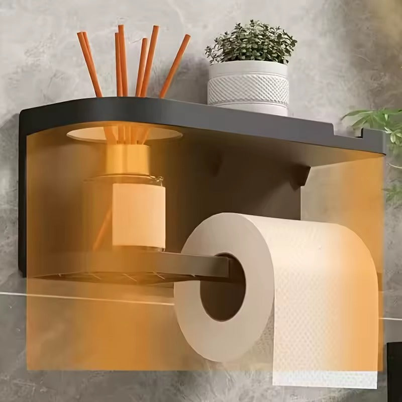 Porte-papier toilette mural noir avec tablette – visuel du fabricant